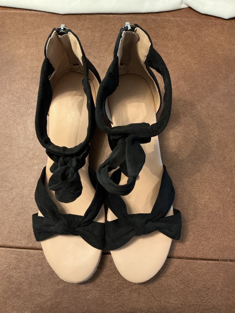 Sz 11 Women’s Sandals Espadrille Suede Upper Memory Foam Black Euro-Summer Shoe - Picture 7 of 12